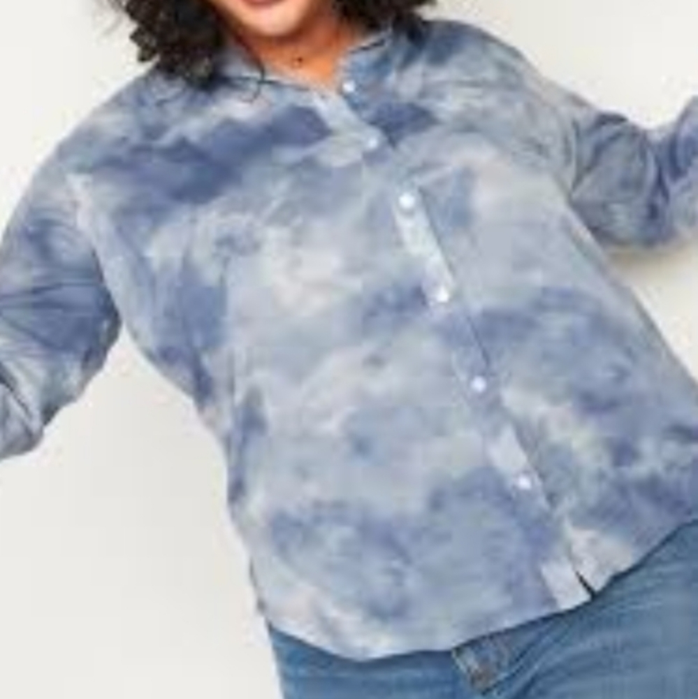 Old Navy Colorful Oversized Boyfriend Tie Dye Long Sleeve Button Up XXL NWT